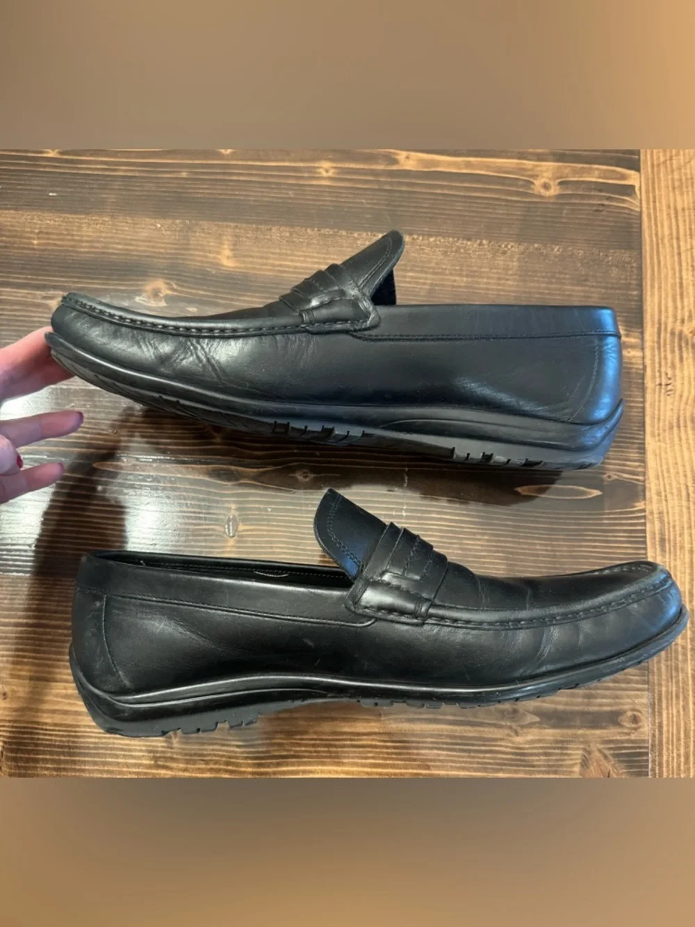 Salvatore Ferragamo Black Leather Men's Slip-On Driving Loafers Size 11.5